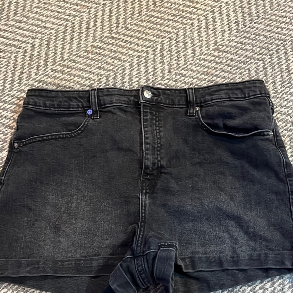 black denim shorts